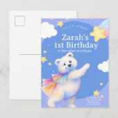 Carte Postale Invitation de Zarah l'ours polaire dansant (Devant / Derrière)