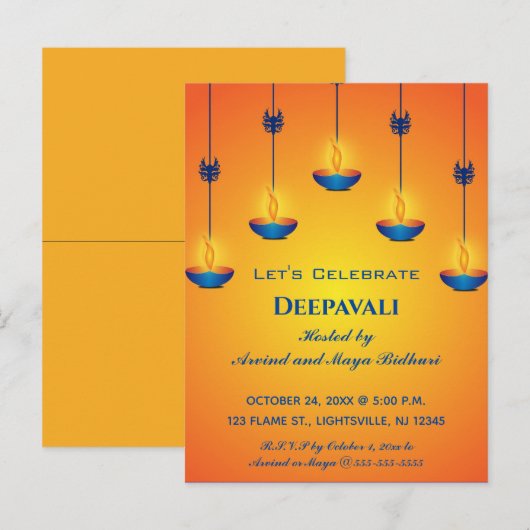 Carte Postale Invitation Deepavali (Devant / Derrière)