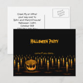Carte Postale Invitation des bougies du Citrouille malin Hallowe (Devant / Derrière)