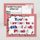 Carte Postale Invitation d'été pour 4 juillet barbecue (Devant / Derrière)