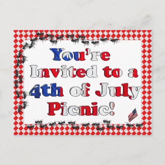 Carte Postale Invitation d'été pour 4 juillet barbecue (Devant)