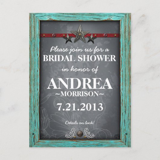 Carte Postale Invitation d'Fête des mariées Rustic Chalkboard (Devant)