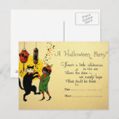 Carte Postale Invitation d'Halloween vintage (Devant / Derrière)