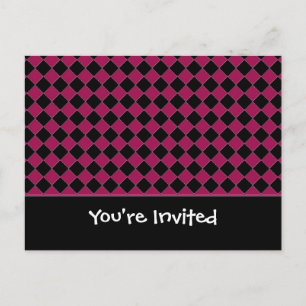 Carte Postale Invitation diamant rose et noir