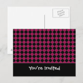 Carte Postale Invitation diamant rose et noir (Devant / Derrière)