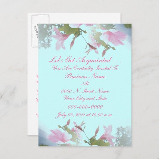 Carte postale Invitation d'introduction à l'entrep (Devant / Derrière)