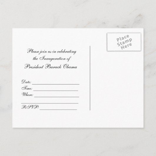 Carte postale Invitation d'Obama (Dos)