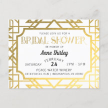Carte postale Invitation douche nuptiale Art Déco 