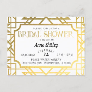 Carte postale Invitation douche nuptiale Art Déco