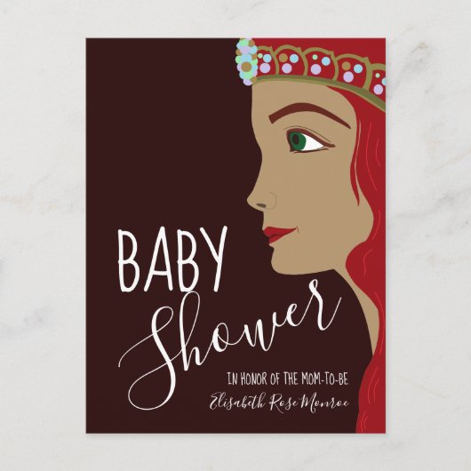 Carte Postale Invitation du Baby shower rouge Princesse (Devant)