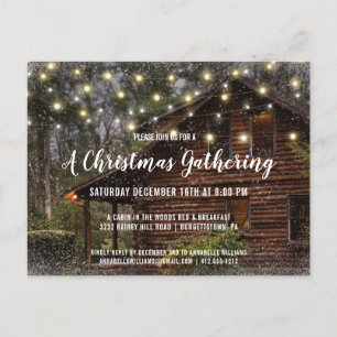 Carte Postale Invitation du Cabine de Noël Rustic Log