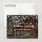 Carte Postale Invitation du Cabine de Noël Rustic Log (Devant / Derrière)