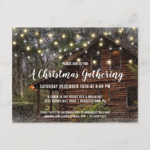 Carte Postale Invitation du Cabine de Noël Rustic Log
