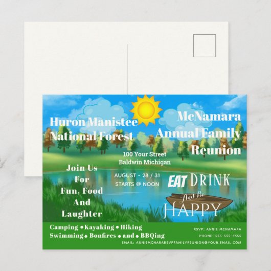 Carte postale Invitation du camp de la Réunion fam (Devant / Derrière)