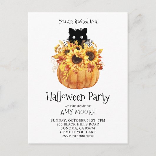 Carte Postale Invitation du citrouille Halloween (Devant)