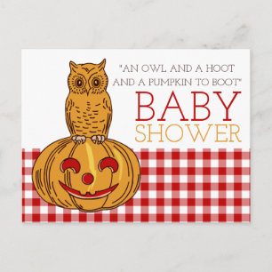 Carte Postale Invitation du citrouille Owl & En vichy Baby showe