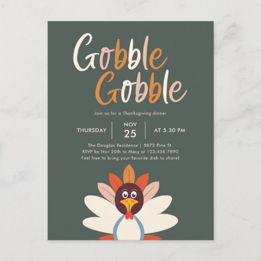 Carte postale Invitation du Gobble Gobble Thanksgi (Devant)