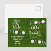 Carte Postale Invitation du Golf Party Enregistrer la date 60e a (Devant / Derrière)