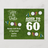 Carte Postale Invitation du Golf Party Enregistrer la date 60e a (Devant)