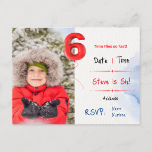 Carte Postale Invitation du sixième anniversaire du garçon