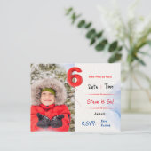Carte Postale Invitation du sixième anniversaire du garçon (Debout devant)
