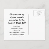 Carte Postale Invitation du test de promotion de la ceinture noi (Dos)