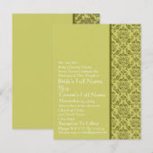 Carte Postale Invitation Elegant Lime Mariage damassé (Devant / Derrière)