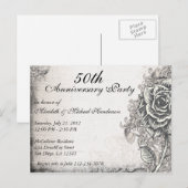 Carte Postale Invitation élégante de fête d'anniversaire de rose (Devant / Derrière)