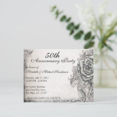 Carte Postale Invitation élégante de fête d'anniversaire de rose (Debout devant)