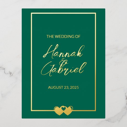 Carte postale Invitation Emerald Mariage Foil (Recto)