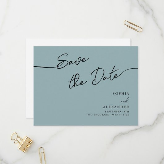 Carte Postale Invitation Enregistrer La Date. (Devant/Arrière en situation)