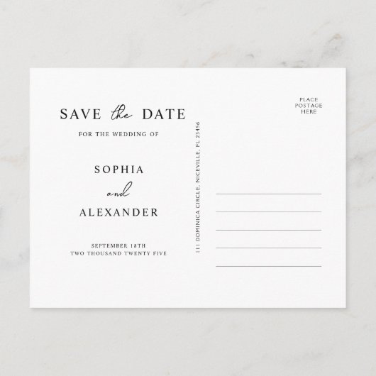 Carte Postale Invitation Enregistrer La Date. (Dos)