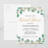 Carte postale Invitation Eucalyptus Green Bridal (Devant / Derrière)