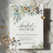 Carte Postale Invitation Eucalyptus Vert Bleu Douche nuptiale