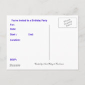 Carte postale Invitation fête d'anniversaire (Dos)