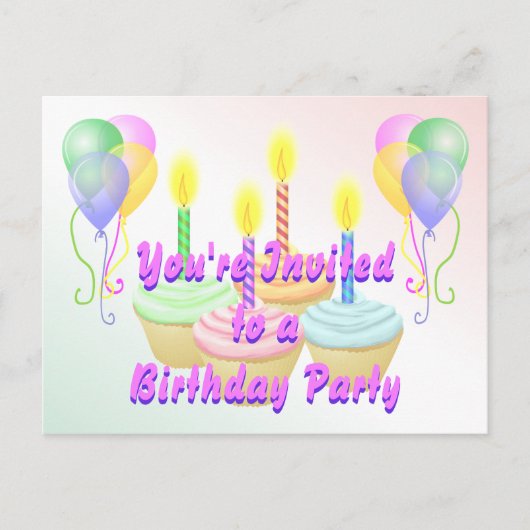 Carte postale Invitation fête d'anniversaire (Devant)