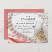 Carte postale Invitation Fiançailles Inv Soie & Pe (Devant / Derrière)