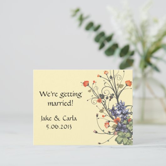 Carte Postale Invitation Fleurs Assorties (Debout devant)