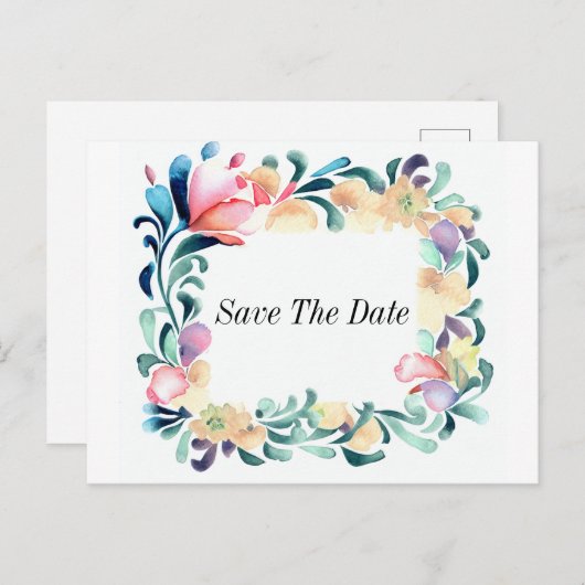 Carte postale Invitation Fleurs colorées (Devant / Derrière)