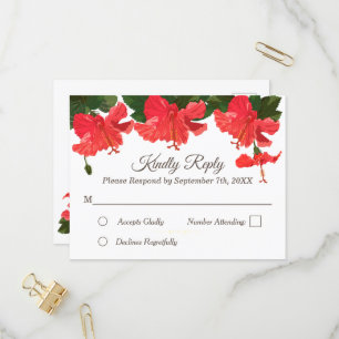 Carte postale Invitation Floral RSVP avec Hibiscus