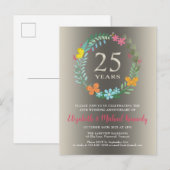 Carte Postale Invitation florale du 25e anniversaire du Mariage  (Devant / Derrière)