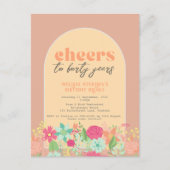 Carte Postale Invitation, florales sur rose rose poussiéreux (n' (Devant)