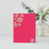 Carte Postale Invitation fuchsia rose avec fleurs scintillantes  (Debout devant)