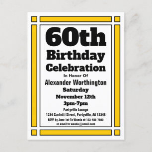 Carte postale Invitation Gold 60e Anniversaire