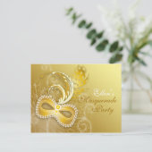 Carte Postale Invitation Gold Masquerade Party (Debout devant)