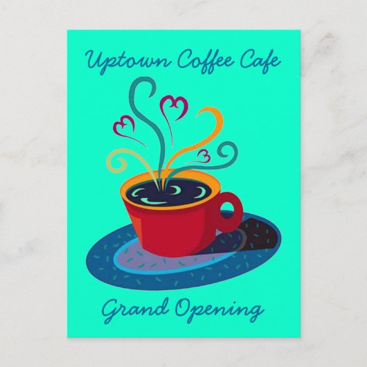 CARTE POSTALE INVITATION GRAND OUVERTURE CAFÉ BOUTIQUE CAFÉ CART (Devant)