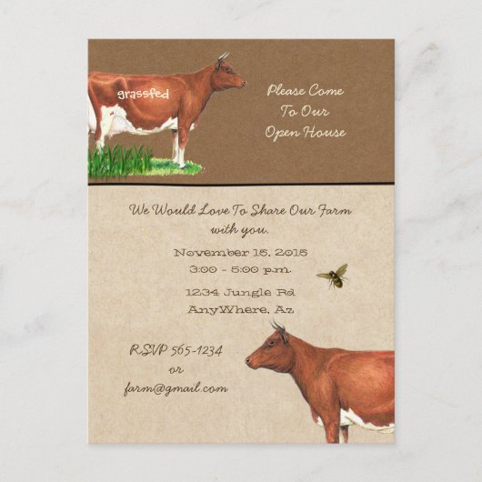 Carte Postale Invitation Guernsey Cow (Devant)
