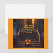 Carte Postale Invitation Halloween Citrouille (Devant / Derrière)