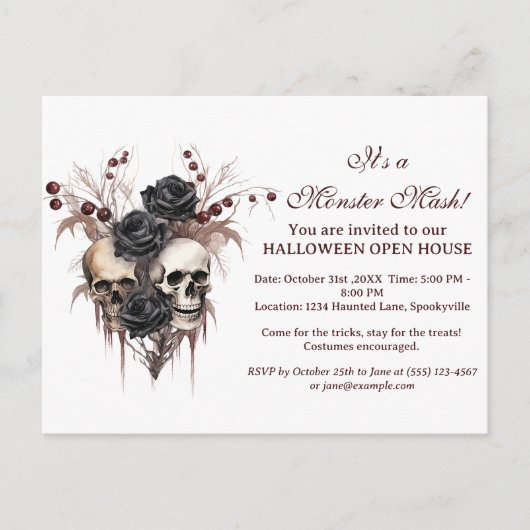 Carte postale Invitation Halloween Halloween Hallo (Devant)