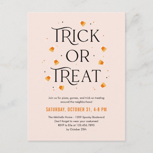 Carte postale Invitation Halloween Trick ou Treat (Devant)